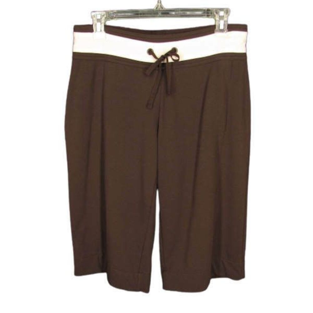 JCP M Pants Ivory Brown Cotton Stretch Exercise Workout Yoga Casual SB Active